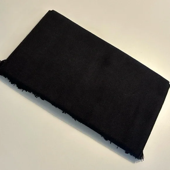 Stella & Dot Taj Clutch Cotton Credit Card Slots Snap Closure Black Embroidery - Picture 9 of 11